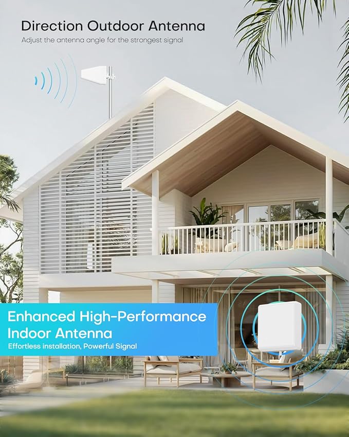 Cell Phone Signal Booster for Home Multi-Room, ZORIDA Cell Phone Booster for All U.S. Carriers Home Office, Boost 5G 4G for Verizon,72dB High Gain Antennas, Verizon, AT&T, T-Mobile App Support