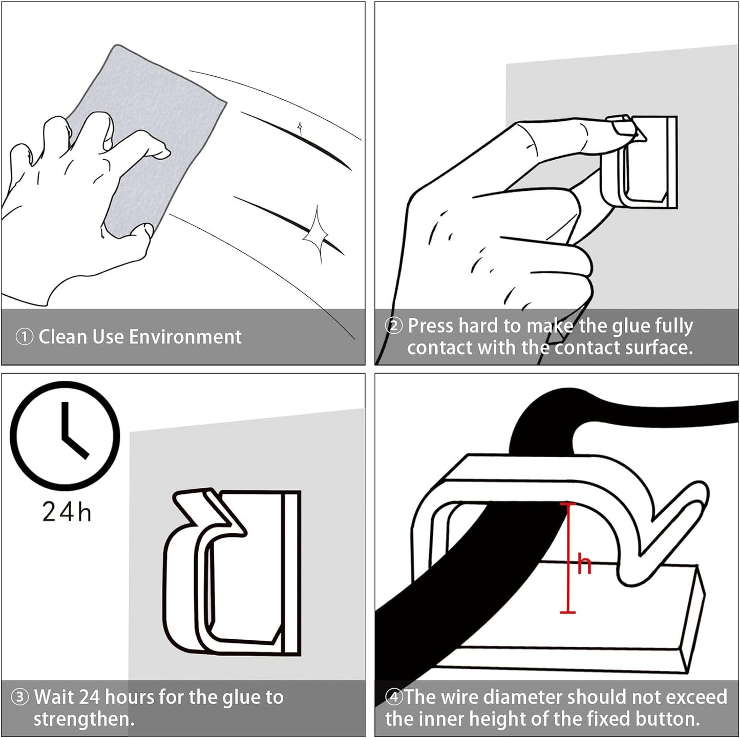 XHF 5/8” Adhesive Cord Clips White 60pcs, Cable Management Staples for Under Desk, Car, Wall, TV, PC, Ethernet