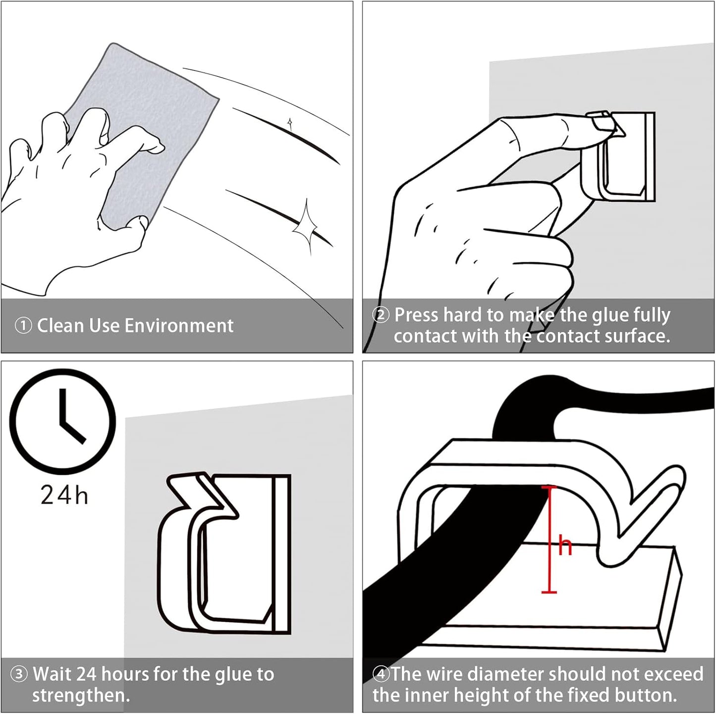 XHF 5/8” Adhesive Cable Wire Clips Black 60pcs, Cable Staples Outdoor Cable Management Wire Organizer Cord Holder for Under Desk, Car, Wall, TV PC Ethernet Cable