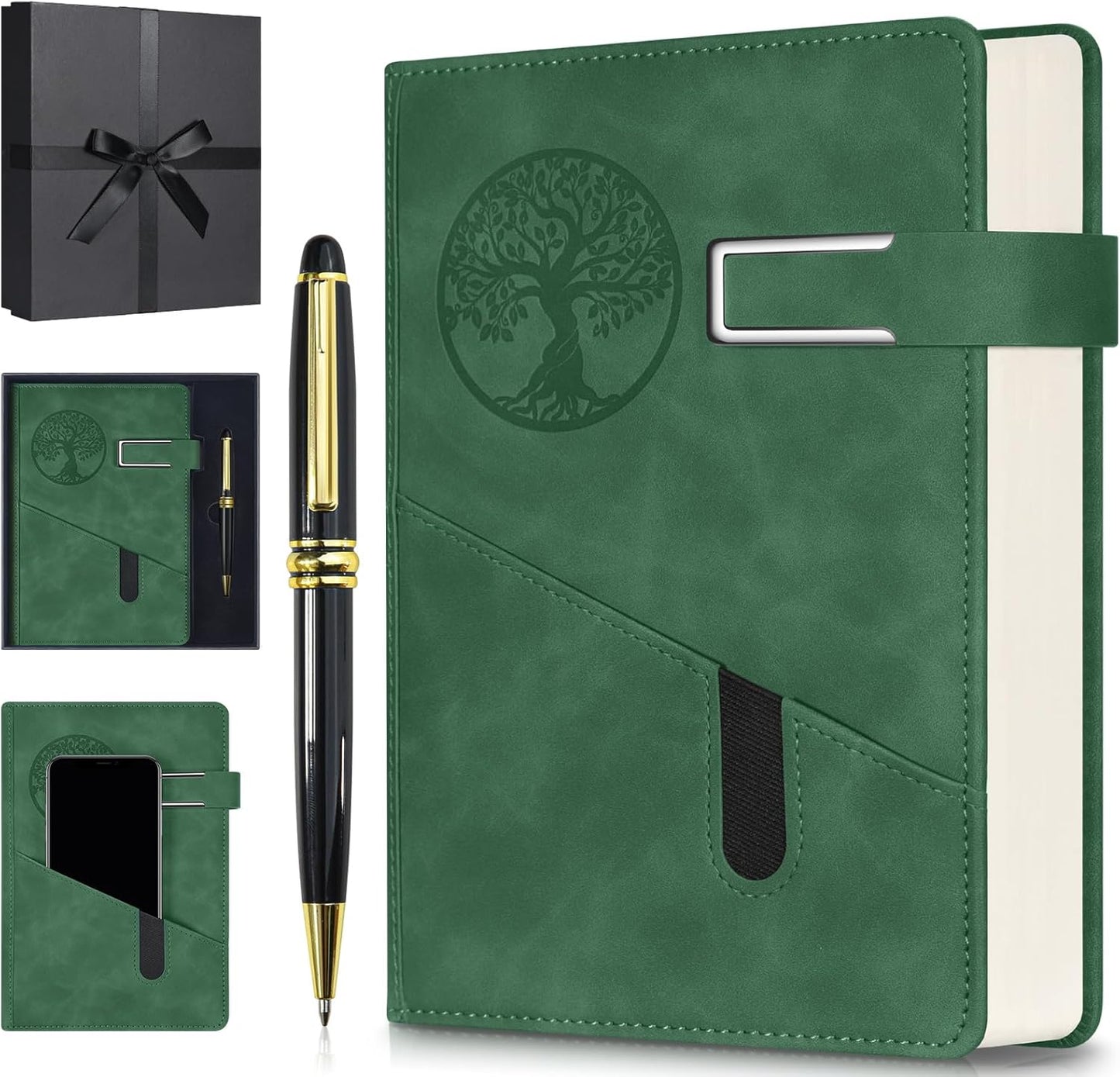 Lined Notebook Journal for Men Women, 365 Pages Numbered College Ruled Notebook, Hardcover Leather Journal with Pen & Gift Box, Thick Daily Diary, Professional Notebooks for Work, School, Business, A5