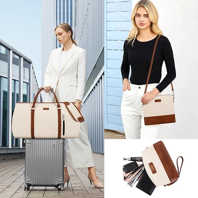 4pcs Convertible Garment Duffel Bag for Travel - 50L 2-in-1 Carry On Weekender Overnight Bag with Toiletry Bag, Fits Suits & Dresses, Trolley Sleeve, Hanging Suit Compartment, Waterproof Shoe Pocket