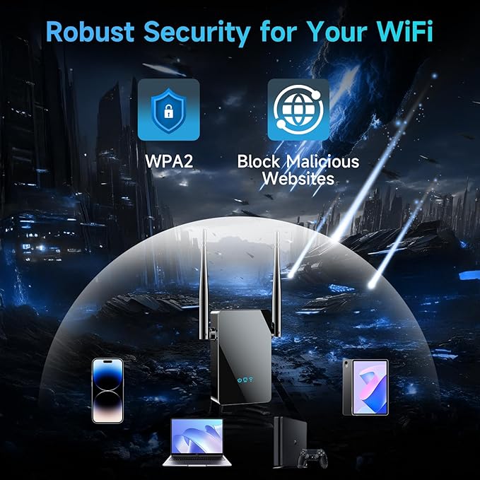 2026 WiFi Extender Signal Booster, New Gen Internet Booster for Home, 4X Faster, Covers up to 10,000 sq.ft, Wi-Fi Repeater with Ethernet Port, Wireless Long Range Amplifier, Easy Setup (Black)