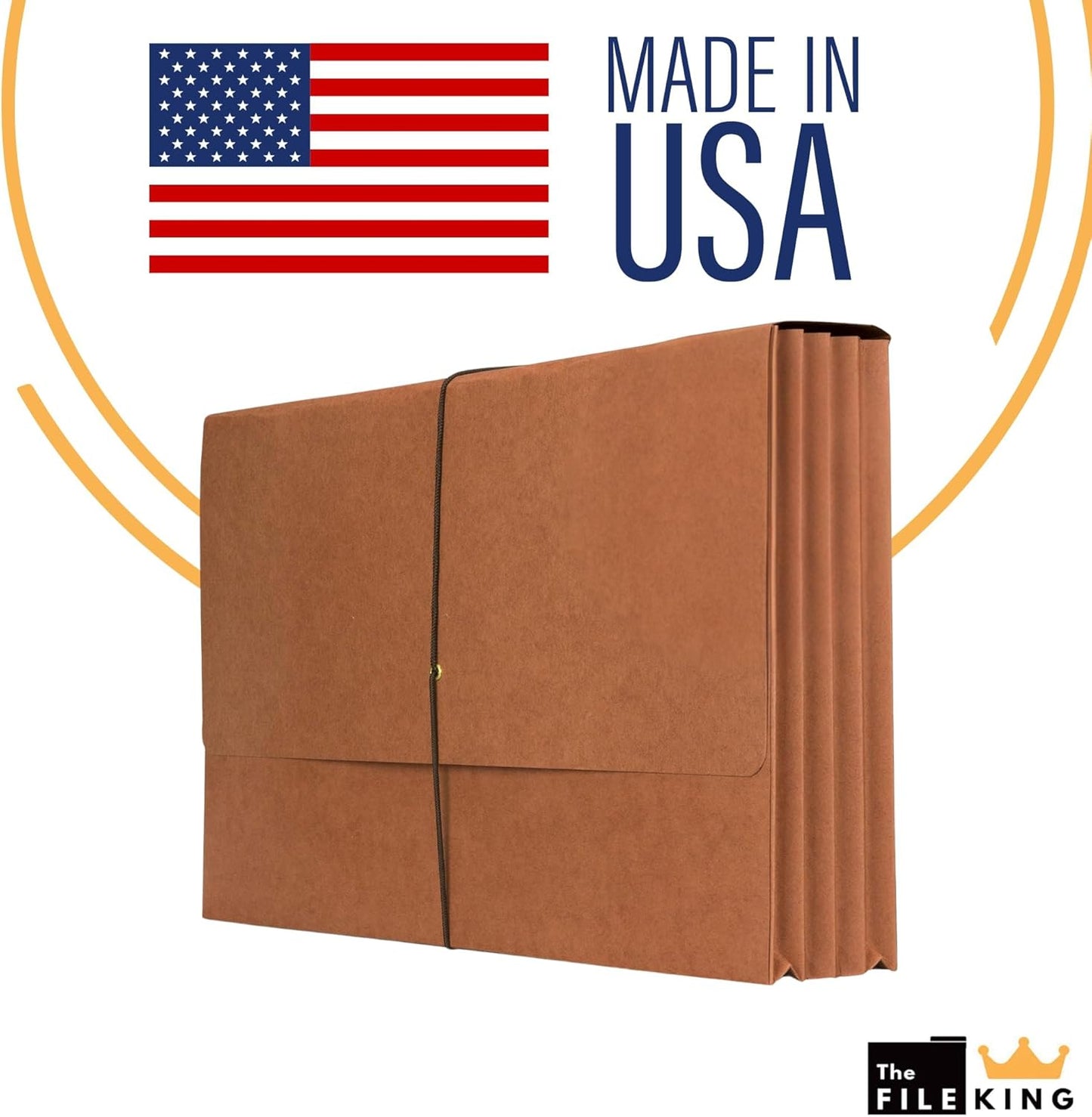 The File King Expanding File Wallet - Legal Size, 10 Redropes | USA Made | 3.5” Expandable File Folders | Redwell Folders Legal Size Wallets | Red Rope Expanding File Folder with Flap & Elastic Cord