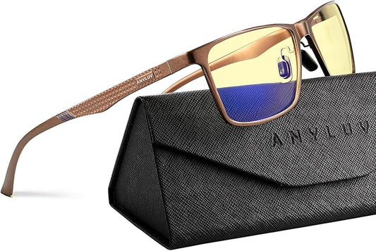 ANYLUV Blue Light Glasses Men, Relieve Eyestrain and Eye Protection, Al-Mg Metal Computer Blue Light Blocking Glasses