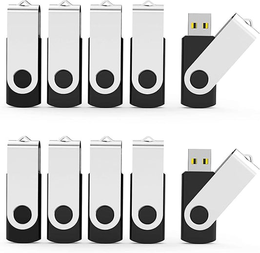 Aiibe 4GB Flash Drive 20 Pack USB Flash Drives Bulk USB 2.0 Thumb Drives Zip Drive Fold Stoage Memory Stick Jump Drives 4GB with LED Status Light (4G, 20 Pack, Black)