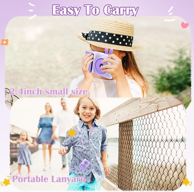 Kids Camera Instant Print,1080P Instant Camera Toddler Camera for Kids That Print Photos, Christmas Birthday Gifts for Girls, Digital Camera Toy for 3 4 5 6 7 8 9 10 Year Old Boys SD Card (Purple)
