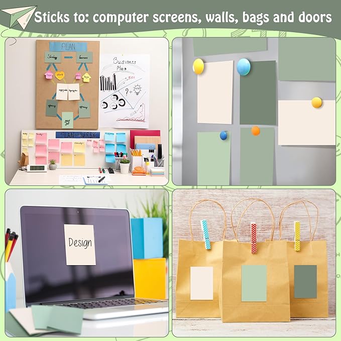 Fainne 8 Pack Sticky Notes Bulk Back to School Supplies Self Stick Note Pads Paper Memo for Office First Day of School Student Teacher Essentials (3 x 5 Inch,Morandi Color)