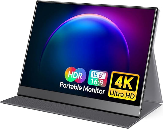 VILVA 4K Portable Monitor, 15.6'' IPS 3840x2160 UHD Computer Monitor, 100% Adobe RGB Gaming Monitor USB C HDMI Portable Travel Display w/Speakers Smart Cover for Laptop Xbox PS4 Switch Phone Mac
