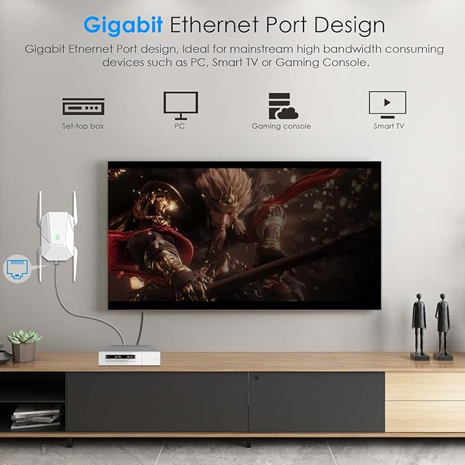 2025 AX1800 WiFi 6 Extender Signal Booster - Dual Band 2.4G/600Mbps & 5.8G/1200Mbps, WiFi Extender with Gigabit Port, 802.11AX Tech, 12999 Sq.Ft Long Range WiFi Repeater, Connects 100+ Devices