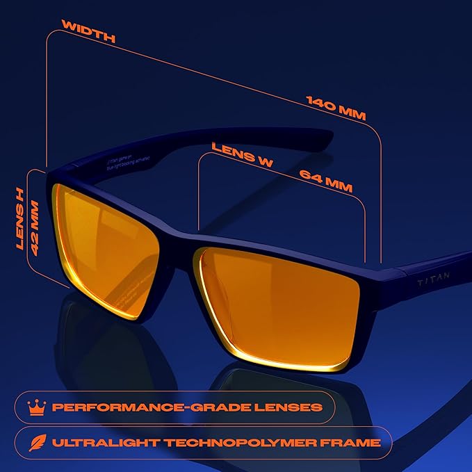 Titan Gaming Glasses, Anti Blue Light Glasses Men, UV400 Protection Blue Light Blocking Glasses for Computer Eye Strain