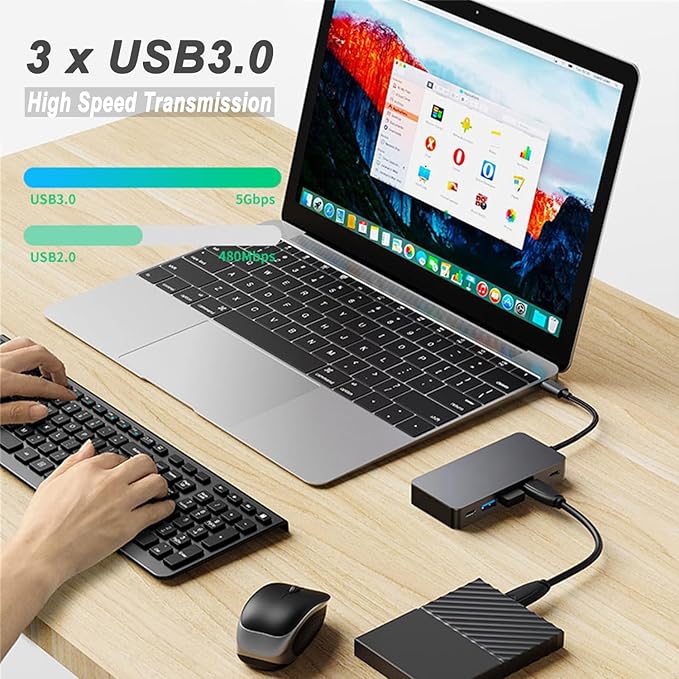 USB C to Dual HDMI Docking Station, USB C to Dual HDMI(4K@30Hz) Multiport Adapter, Type C Hub with 2 HD Monitors, 100W PD All in one for Dell HP MacBook Laptop (7 in 1 2HDMI+3USB3.0