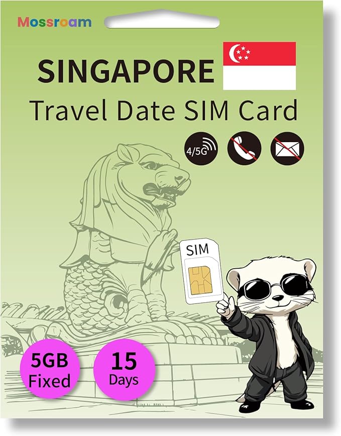 Prepaid Singapore SIM Card,5GB Fixed Data for 15 Days - Fast 5G/4G LTE - No Contracts, No Roaming Fees - Perfect for Tourists & Travelers