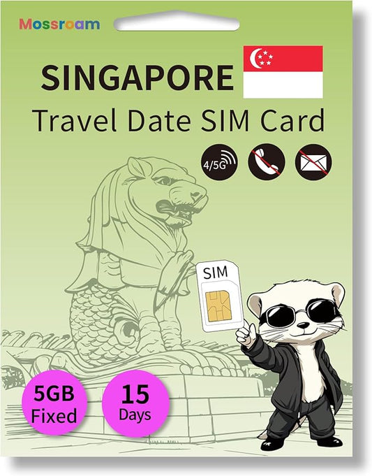 Prepaid Singapore SIM Card,5GB Fixed Data for 15 Days - Fast 5G/4G LTE - No Contracts, No Roaming Fees - Perfect for Tourists & Travelers