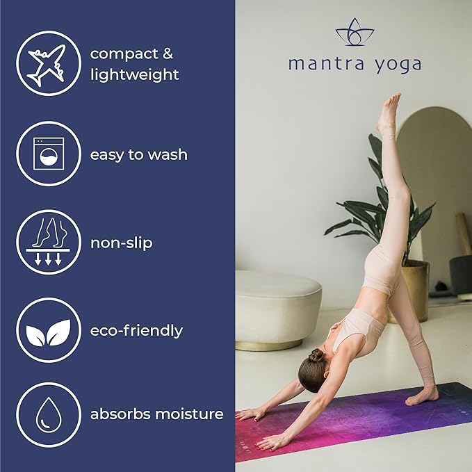Mantra Yoga Travel PRO 1.5mm - Foldable Fitness & Exercise Mat with Bag | Lightweight, Compact & Eco-Friendly | Non-Slip & Washable | For All Types of Yoga | 72" L x 24" W | 2.6 lbs