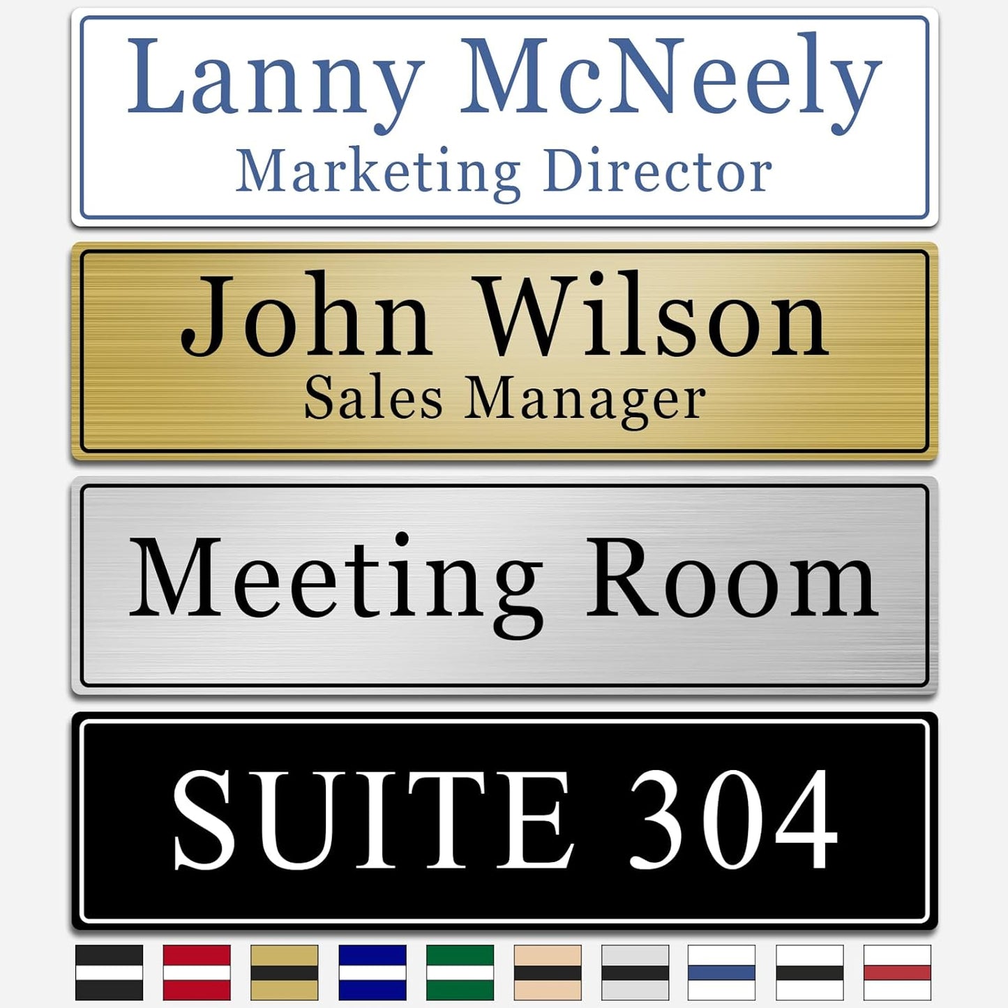 Custom Office Engraved Name Plate, Personalized Elegant Name Plates for Door or Wall Sign, Door Name Plate with Adhesive, Laser Engraving, 10 Colors Available (2.5" x 10")