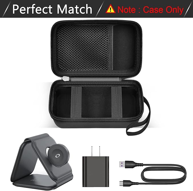 Travel Case for UCOMX for Nano/for Iseyyox/for LISEN/for RTOPS 3 in 1 Wireless Charger, Foldable Magnetic Charging Station Storage Holder Bag for Fast Charge Pad Cable and Adapter -Box Only (Black)