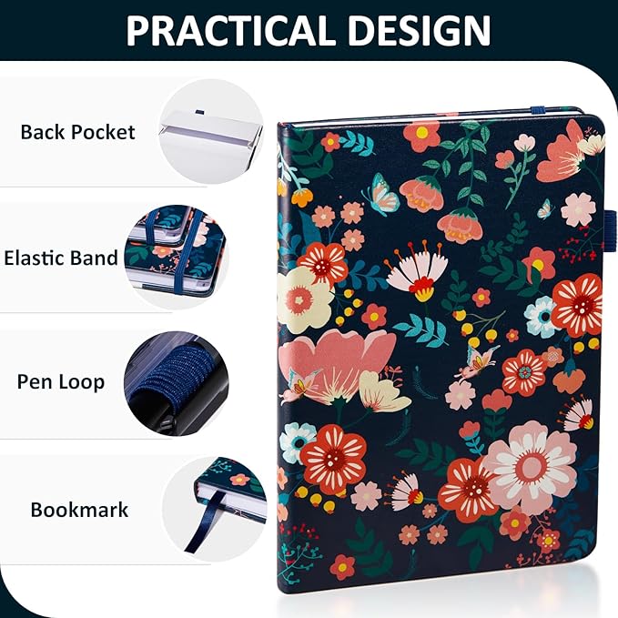 Password Book with Individual Alphabetical Tabs Laminated, Large Print Password Keeper Book for Seniors, A5 Hardcover Internet Password Log Book to Record Website Login Details - Floral