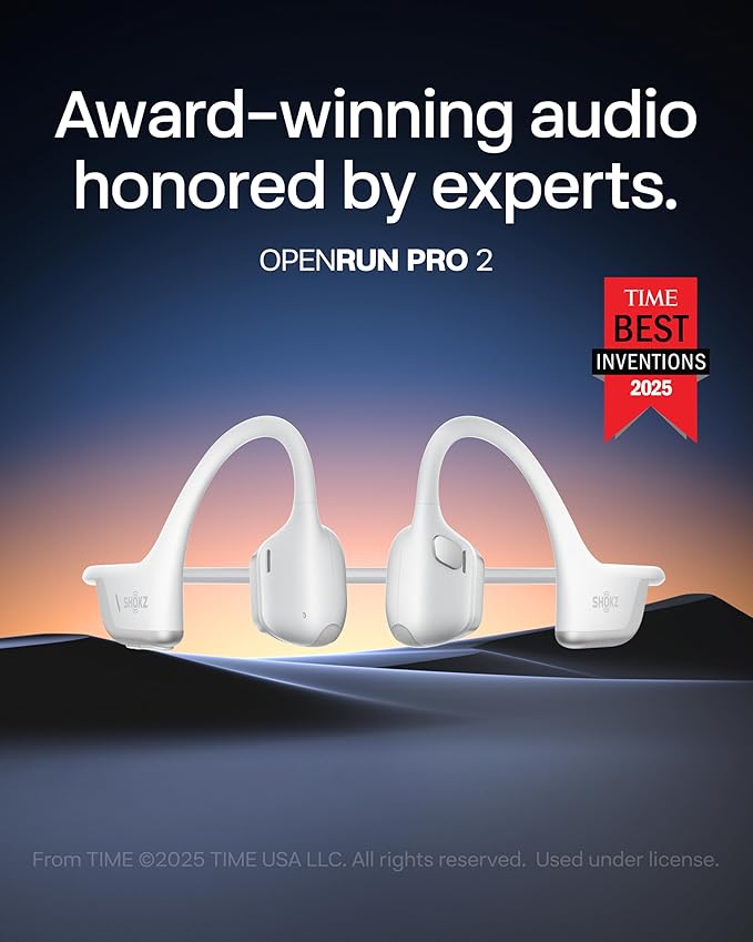 SHOKZ New OpenRun Pro 2 - Open-Ear, Bone Conduction Sport Headphones - with Reflective Strip - Sweat Resistant, Workout Headphones - Secure, Wireless, Comfortable Fit-Deep Bass and Smart Mic App