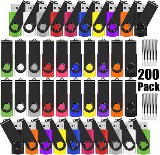EASTBULL USB Flash Drive Bulk 2GB 200 Pack with Lanyards USB 2.0 Thumb Drive Bulk Memory Stick USB Mass Storage