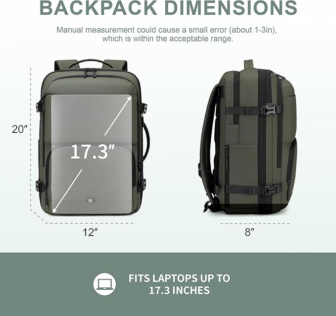 Carry On Travel Backpack, 35L-40L Expandable Extra Large Airline Approved,Lightweight Daypack for Men and Women