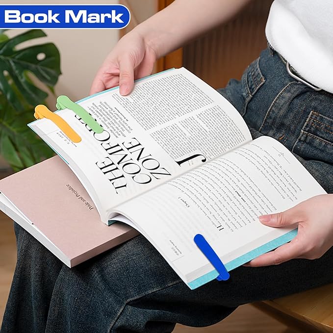 3pcs Page Bookmarks for Reading, Automatic Book Marks Tailored for Book Enthusiasts, Unique and Cute Book Page Holder Markers Clip Reading Accessories Gifts（Yellow Green Blue）