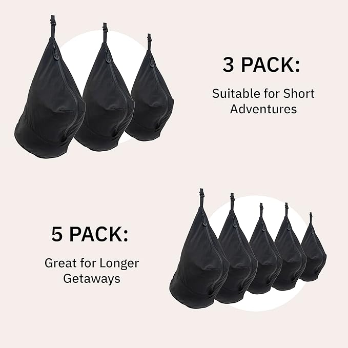 trtl Packing Pods, Black - Packing Cubes for Travel - Organizer Bags for Luggage to Maximize Space in Suitcase - Travel Packing Organizers - Includes Carry Strap - Comes with 3 Cube Sizes - 3 Pack