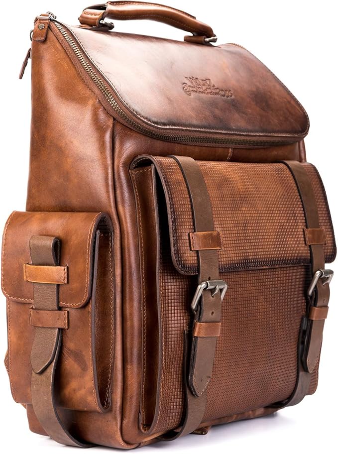 VELEZ Leather Backpack for Men - 15.6 Inch Laptop Bag - Designer Bookbag - Handmade Business Casual Computer Shoulder Bags