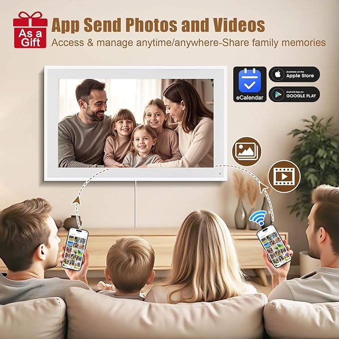 Smart Digital Calendar: 21.5-Inch Electronic Wall Calendars & Chore Chart, Full HD Interactive Touchscreen Display for Family Schedules Planner,Seamless Scheduling/Organizing-Wall/Desk Mountable