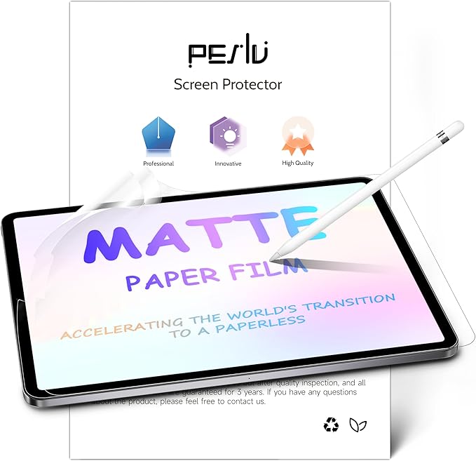 2 Pack Like Paper Screen Protector for iPad Pro 12.9 inch (2022/2021/2020/2018), Matte Anti Glare PET Film/Blue Light Filter Eye Protection Cover/Drawing & Writing Feel Like on Paper