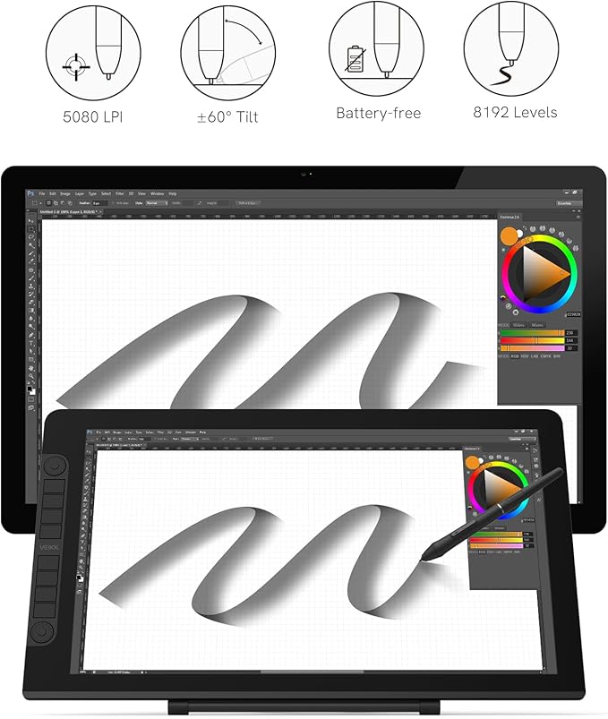 Drawing Tablet with Screen,VEIKK VK2200PRO Drawing Monitor,21.5 Inch Full-Laminated Screen,with 2 Customized Quick Dials,8 Shortcut Keys and Adjustable Stand (92% NTSC,120% sRGB)
