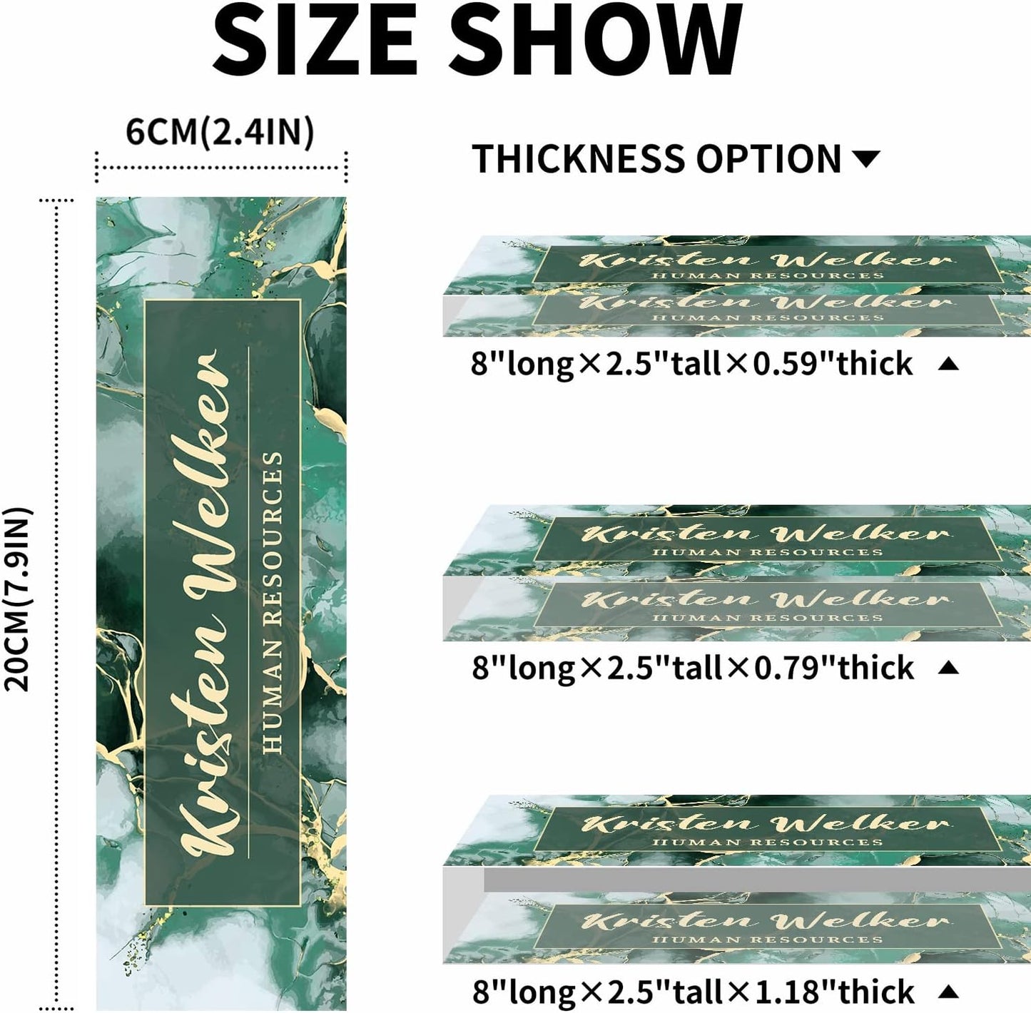 Office Desk Name Plate Personalized, Custom Name Plates for Desks, Name Plate Personalized for Office, Employee Appreciation Gifts (Green Marble2)