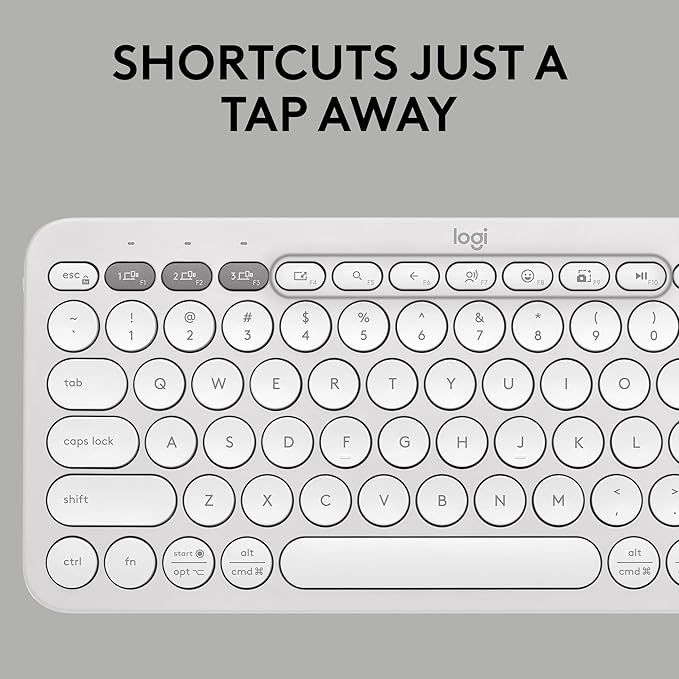 Logitech Pebble 2 Combo, Wireless Keyboard and Mouse, Quiet and Portable, Customizable, Logi Bolt, Bluetooth, Easy-Switch for Windows, macOS, iPadOS, Chrome - Tonal White