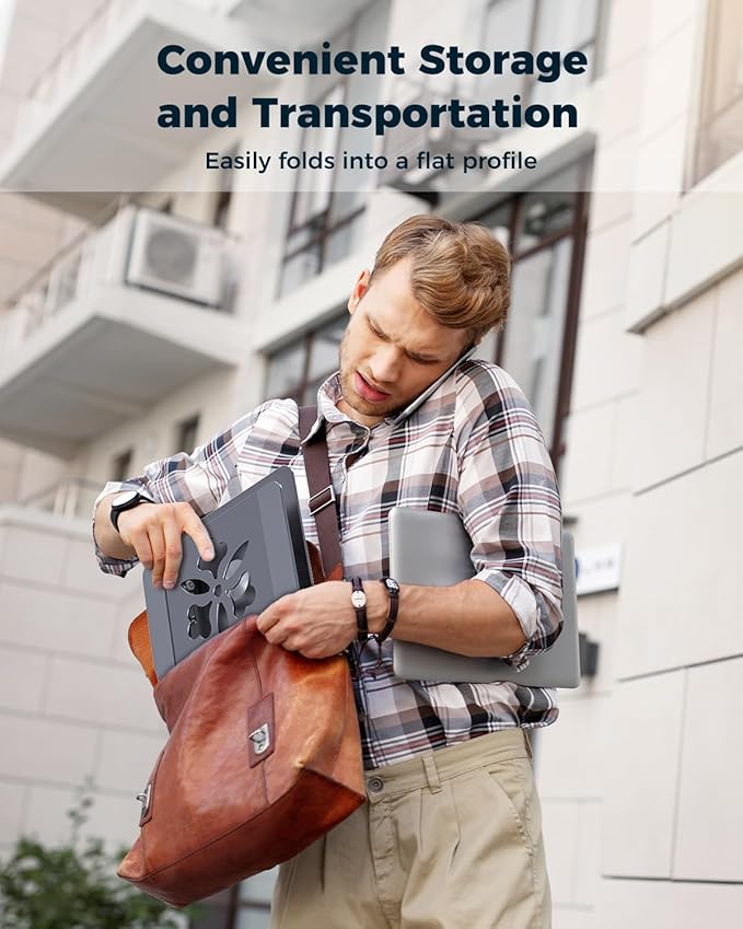 Adjustable Laptop Stand for Desk - Portable Laptop Riser with Rotating Base, Foldable Aluminum Computer Stand, Ergonomic Laptop Holder for MacBook Pro/Air Dell HP Lenovo Notebook up to 15.6", Gray