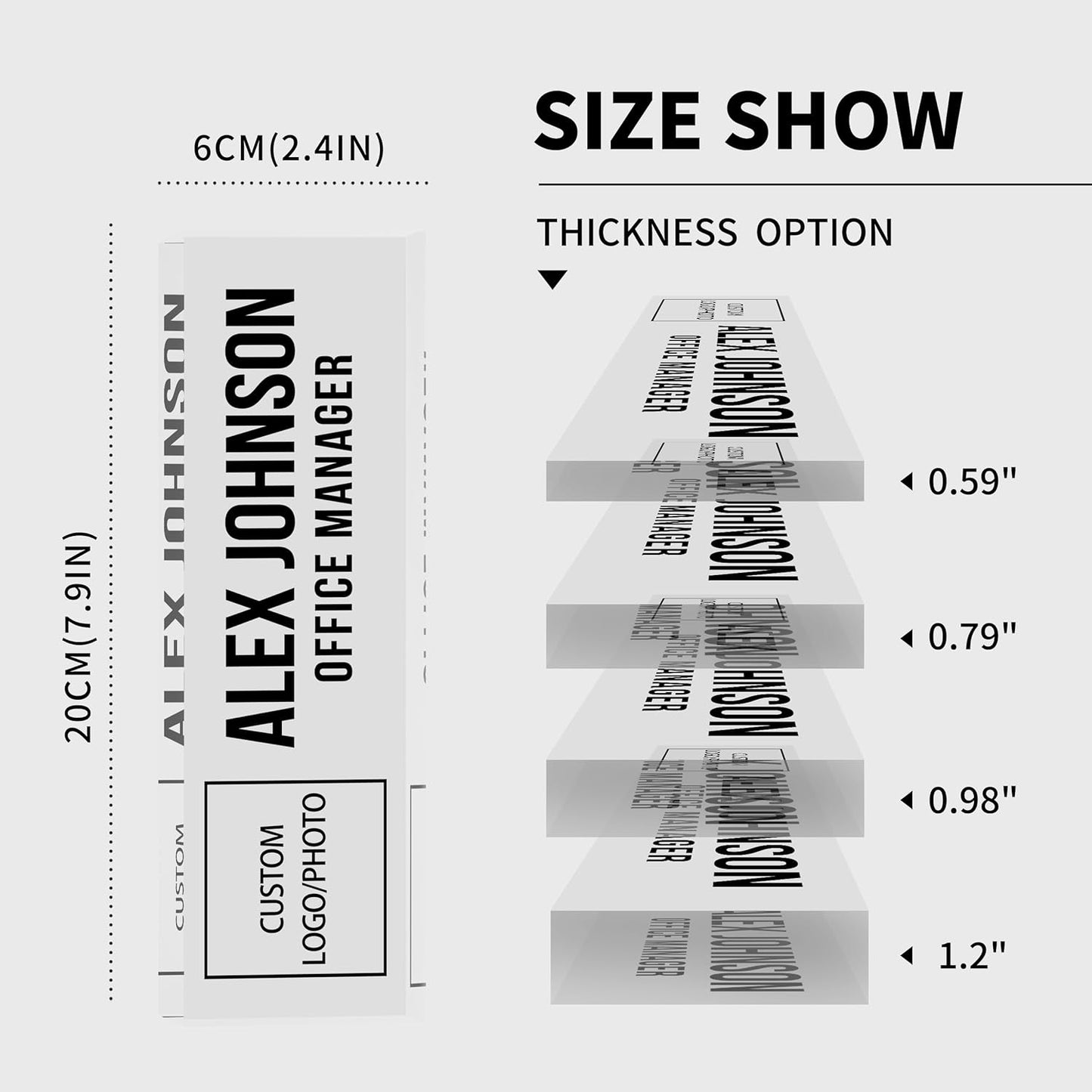 Personalized Name Plate for Desks, Custom Desk Name Plates, Acrylic Name Plate Office Desk Accessories, Personalized Office Gifts for Coworkers Teachers, Employee Appreciation Gifts (B-BusinessLogo)