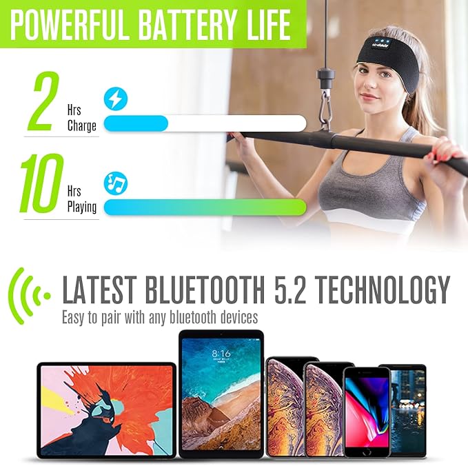 LC-dolida Sleep Headphones Bluetooth Headband, Headband Headphones Wireless Earphones Built in Speakers for Side Sleepers, Sleep Earbuds Gifts for Men Women Kids Teens