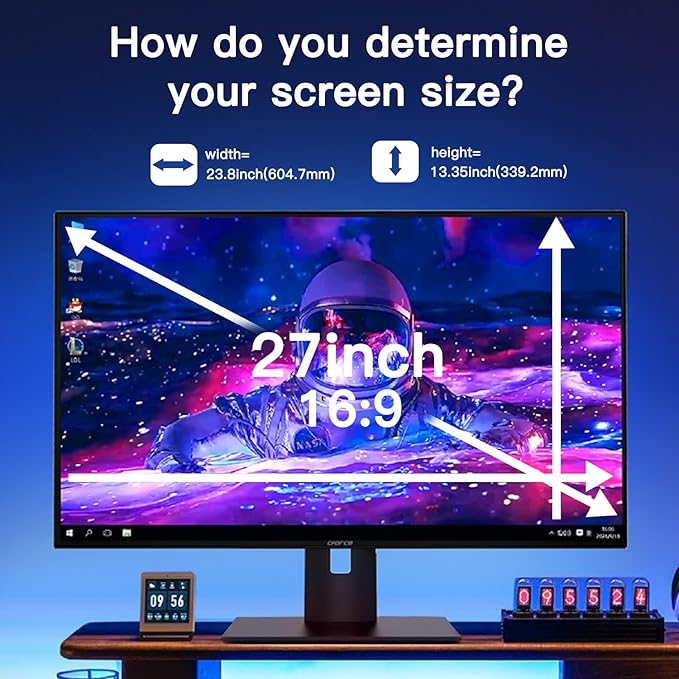 27 Inch Magnetic Hanging Computer Privacy Screen for 16:9 Widescreen Monitor, Removable Privacy Screen Anti Glare Blue Light Computer Screen Privacy Shield, Anti-Scratch 27 in Protector Film
