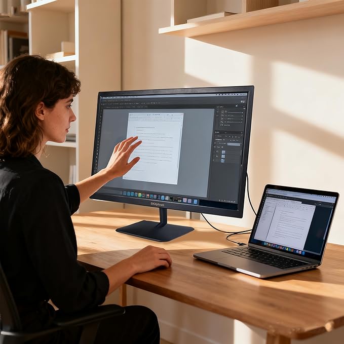 21.5 Inch Touchscreen Monitor FHD 1920x1080p IPS Screen, VESA Support, 10-Points Computer Touch Screen PC Display with Type-B HDMI VGA Port, 75Hz Desktop Touch Display, Black