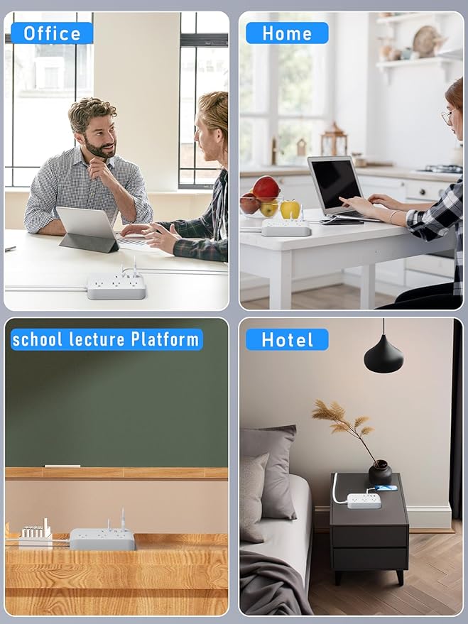 Power Strip-6FT Extension Cord Flat Wall Plug,3 Outlets 2 USB,2 USB-C,PD20W Charging Ports,Electrical Outlet,Flat Plug Power Strip,Outlet Extender,Cruise Ship Essentials for Home Dorm Room Essentials