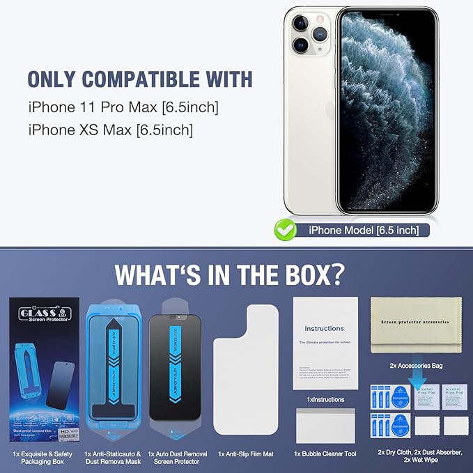 2-Pack Matte Privacy Screen Protector for iPhone 11 Pro Max/iPhone XS Max, Anti-Glare Display Filter, No Bubbles, High Definition Clear, Easy Installation