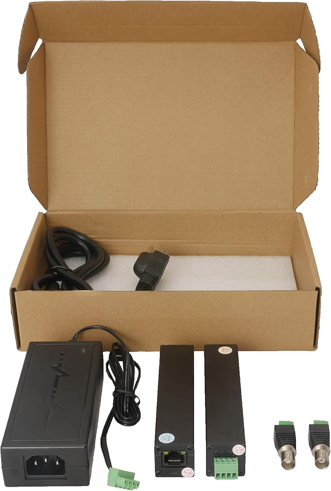 Mini Size 800m 2600ft PoE LAN Extender Over Twisted UTP kit BNC or Copper Wire – PoE Camera or Other Remote Ethernet Device Repeater Booster Bridge - Extended Temp Range - BNC to 2PIN adapters in Set