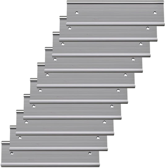 10 Pack Aluminum Name Plate Holders for Door or Wall, 2” x 8” Office Wall Mount Name Plate Holder with Textured Design and Double Sided Tape, for Office, Business, Meeting Room (Silver)
