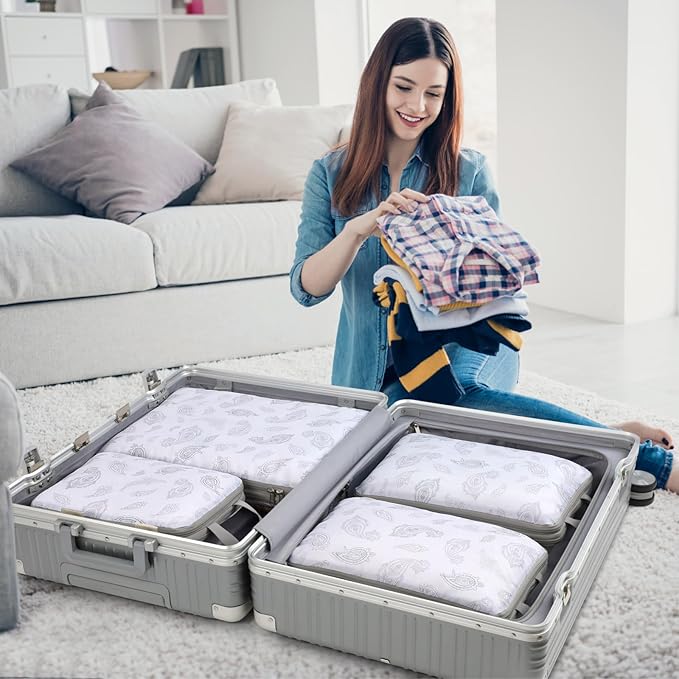 Cambond Compression Packing Cubes for Travel Women - Travel Bags Luggage Organizers Travel Essentials Compression Cubes for Travel Carry on Suitcases Organizer
