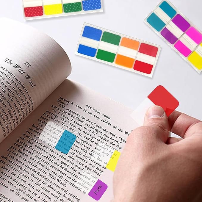 KICNIC Sticky Index Tabs 960 Pcs, 1 inch Divider Tabs Stick On, Page Marker Bookmark, Write Tab Flags Self Adhesive, 12 Dispensers, 20 Pcs/Color