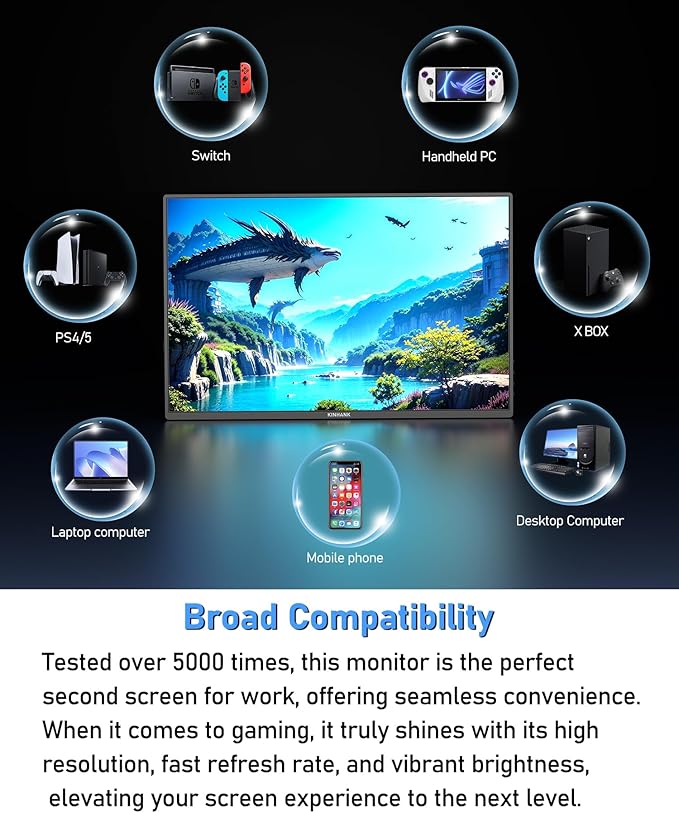 16" Smart Portable Monitor with Google TV OS, 2.5K QHD (2560x1600) 144Hz Display, 500 Nits Brightness, 100% sRGB, Wi-Fi/Bluetooth, USB-C/HDMI External Screen for Laptop/PC/Gaming Console