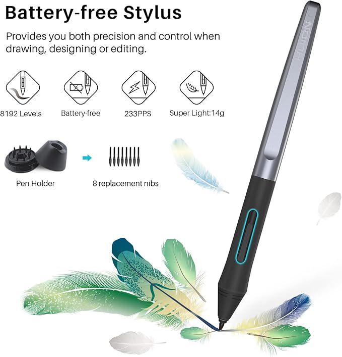 HUION Inspiroy H640P Drawing Tablet, 6x4 inch Digital Art with Battery-Free Stylus, 8192 Pen Pressure, 6 Hot Keys, Graphics Tablet for Drawing, Writing, Design, Teaching, Work with Mac, PC & Mobile