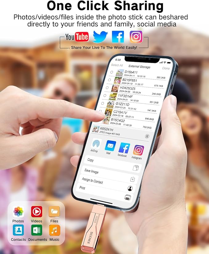 SCICNCE 512GB Flash Drive Intended for iPhone iPad, Memory Stick Storage for Photos and Videos Backup, Compatible with iPhone iPad Android PC, Plug and Play, No Application Required (Rose Gold)