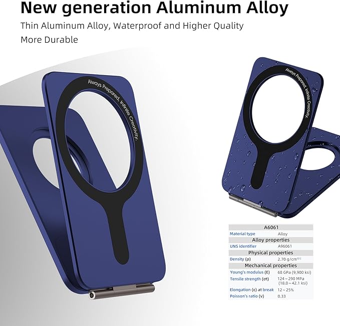 Phone Tripod Stand, Aluminum Alloy Mini Tripod Compatible with Magsafe iPhone 17/16/15/14/13/12 Series, Foldable Strong Magnetic Phone Stand, Mult-Angle Adjustment Selfie Stick