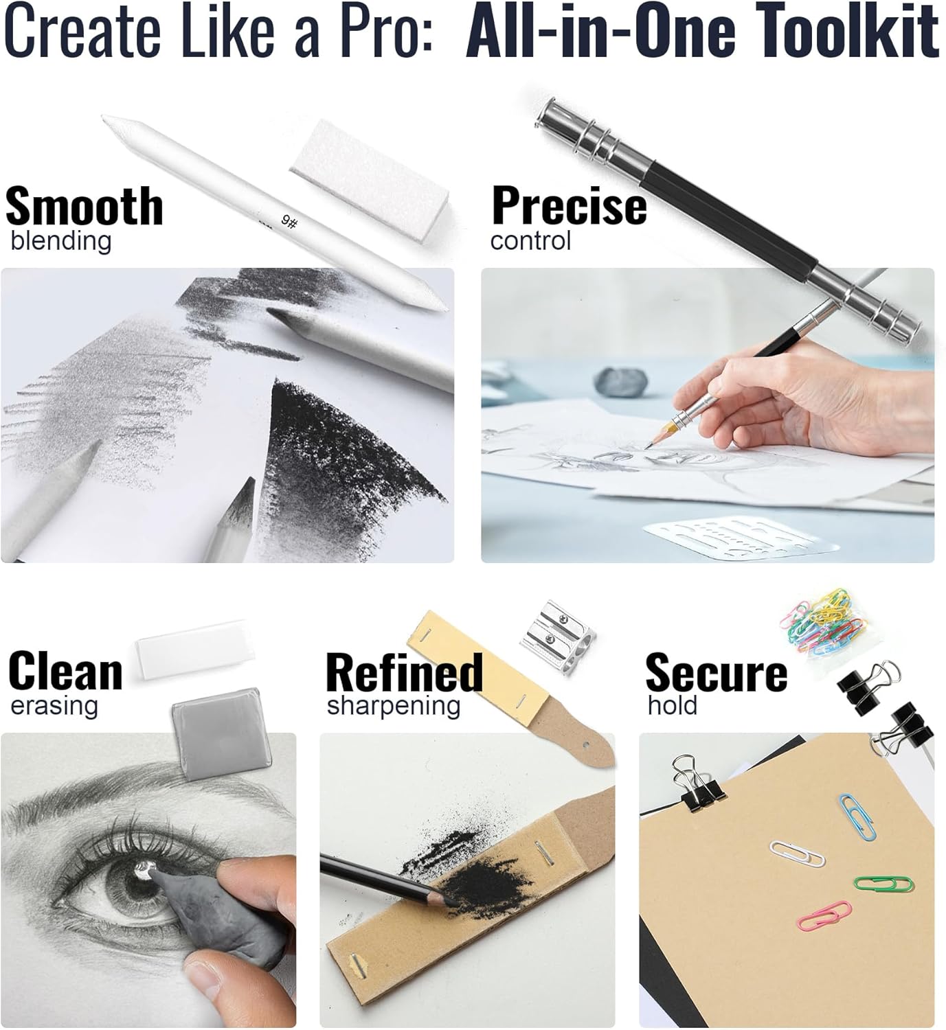 Cool Bank 106 Pack Art Supplies Sketching Kit with 3-Color Sketch Book, Coloring Book, Drawing Pencils with Graphite Colored Charcoal Watercolor & Metallic Pencils, Art Kit Gifts for Artist Adults Kid