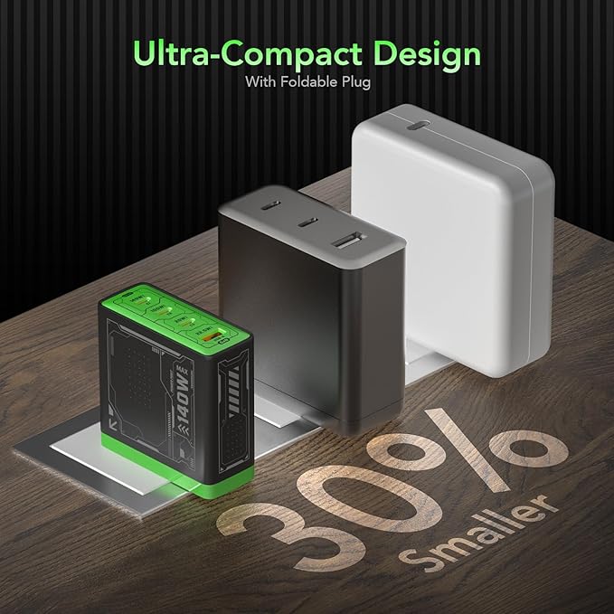 Mfish 140W USB C Charger, 4-Port GaN Charger Block, Foldable Fast Laptop Charger Power Adapter for MacBook Pro/Air, iPad Pro, iPhone 16 Pro, Galaxy S25/S24, Steam Deck, Google Pixelbook, and Tablet