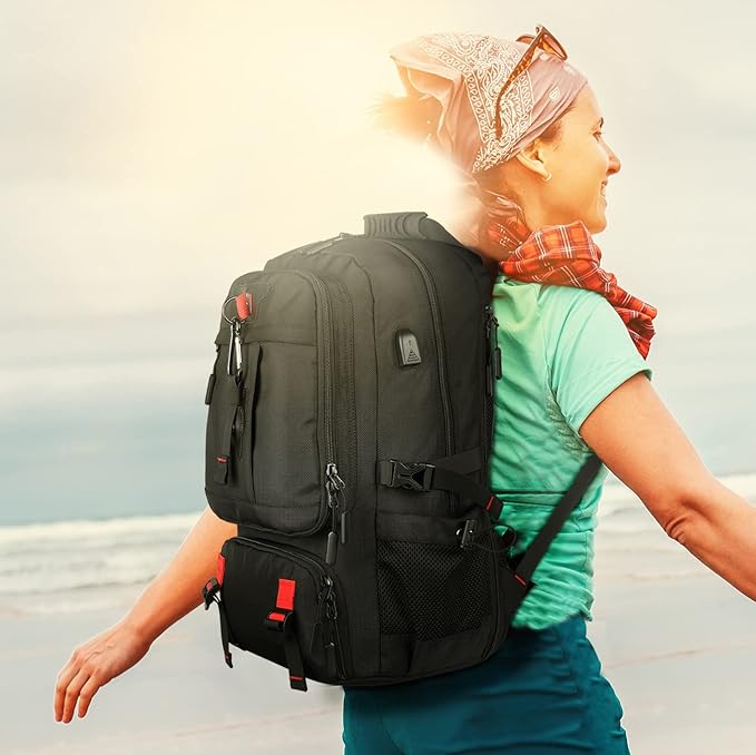 Travel Backpack for Men Women Airline Approved Anti Theft Carry on Backpack with Shoes Compartment USB Charging Port, Waterproof 60L Large Business Hiking Laptop Gym Bag for 17 Inch Laptop